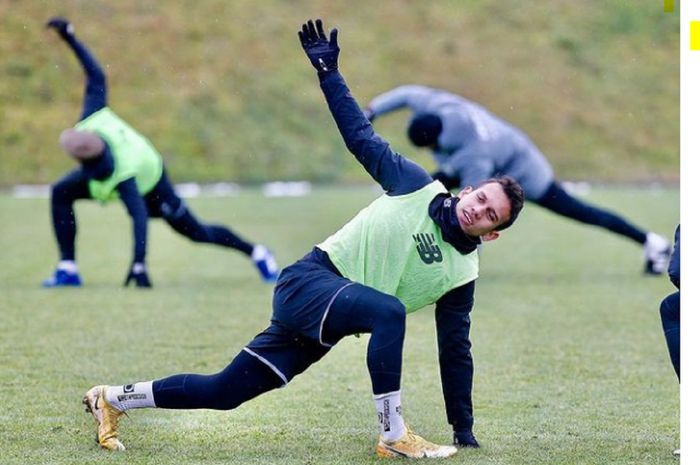 Egy Maulana Vikri berlatih dalam persiapan Lechia Gdansk untuk laga kedua paruh kedua Liga Polandia melawan Warta Poznan.