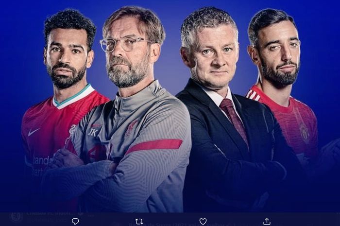 Juergen Klopp dan Ole Gunnar Solskjaer beradu strategi terkuat dalam starting line-up Liverpool vs Manchester United. Siapa yang paling bersinar dalam duel akbar Liga Inggris 2020-2021, Minggu (17/1/2021) pukul 23.30 WIB ini, Mohamed Salah atau Bruno Fernandes?