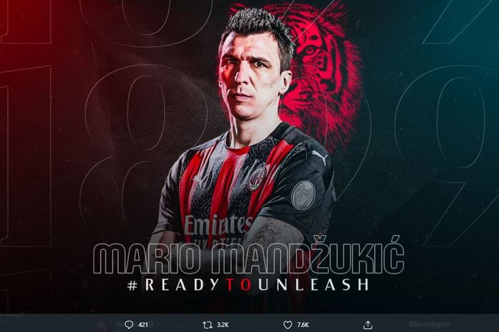 Korban kutukan nomor 9 terbaru, Mario Mandzukic, mengaku bahagia karena satu hal saat pamit dari AC Milan.