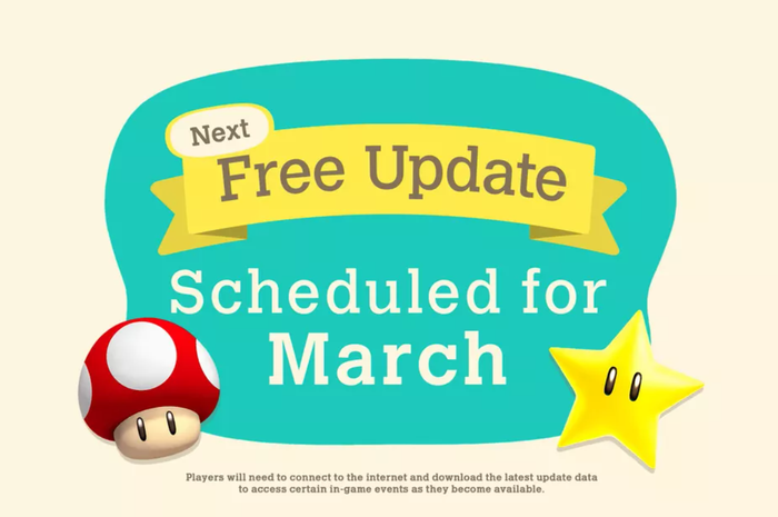Signs of the Super Mario theme event update at Animal Crossing