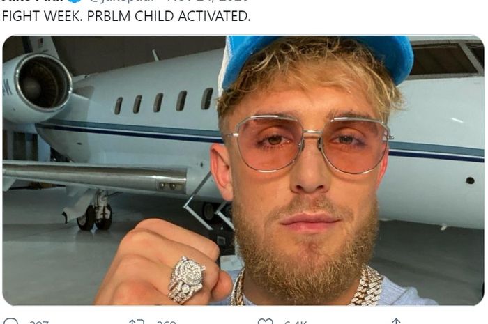 YouTuber sekaligus petinju, Jake Paul.