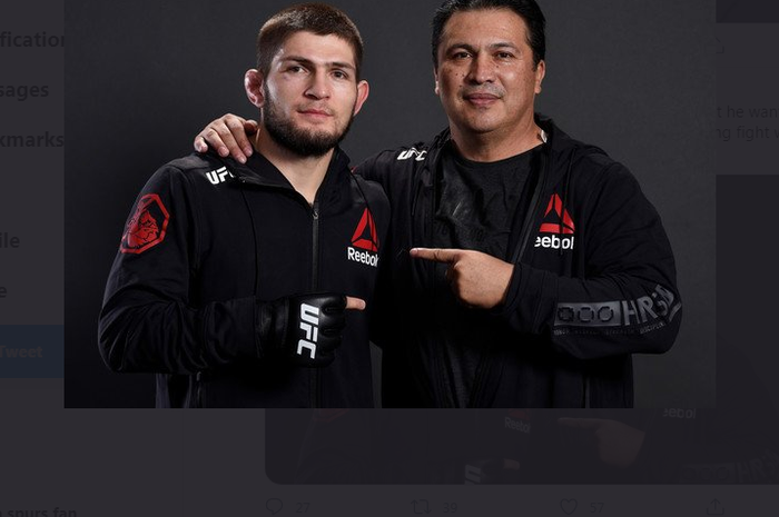 Javier Mendez dan Khabib Nurmagomedov dalam sesi foto