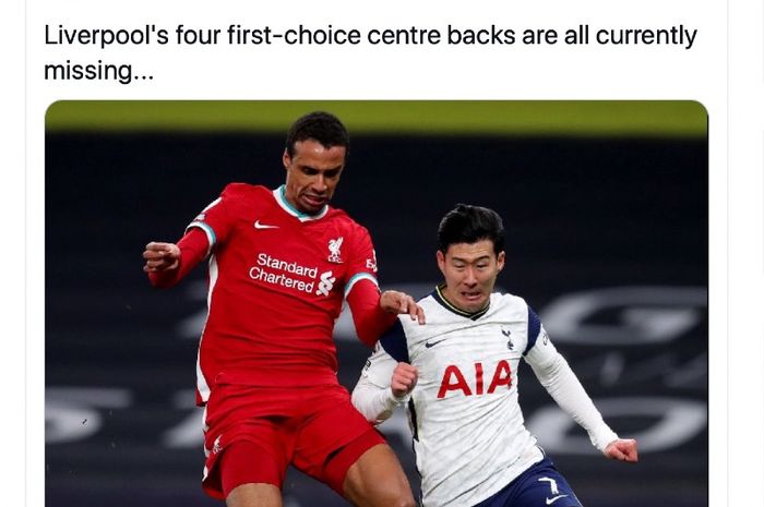  Sejumlah media arus utama (mainstream) Inggris turut merayakan kemenangan Liverpool atas Tottenham Hotspur pada lanjutan Liga Inggris.  