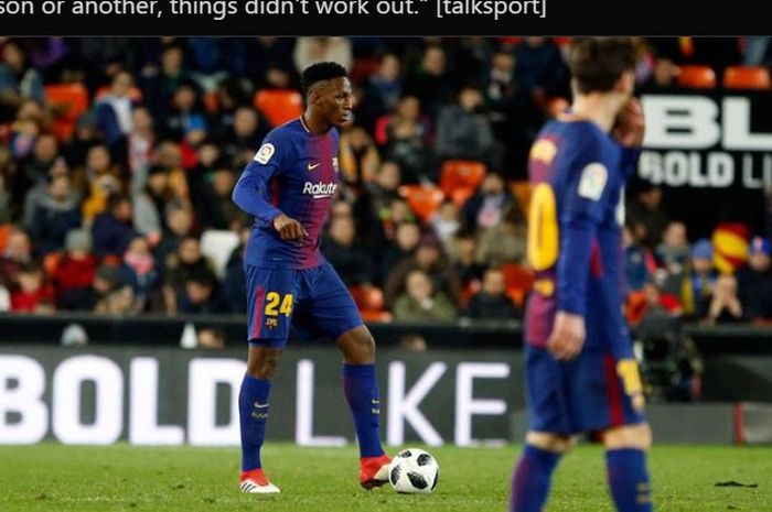 Bek asal Kolombia, Yerry Mina, kala masih memperkuat Barcelona.