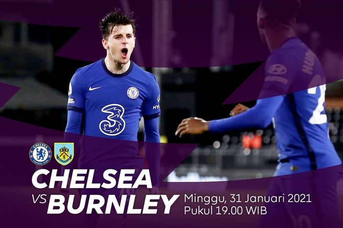 Poster laga Chelsea Vs Burnley di pekan ke-21 Liga Inggris 2020/2021.