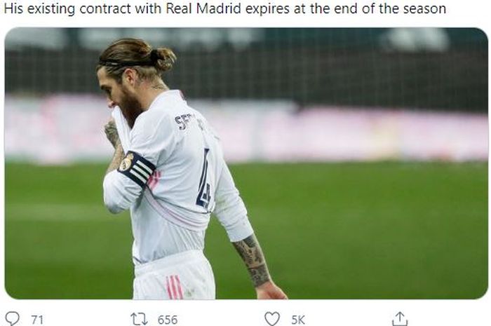 Bek Real Madrid, Sergio Ramos, telah menolak dua tawaran perpanjangan kontrak dan Real Madrid dilaporkan telah menyerah.