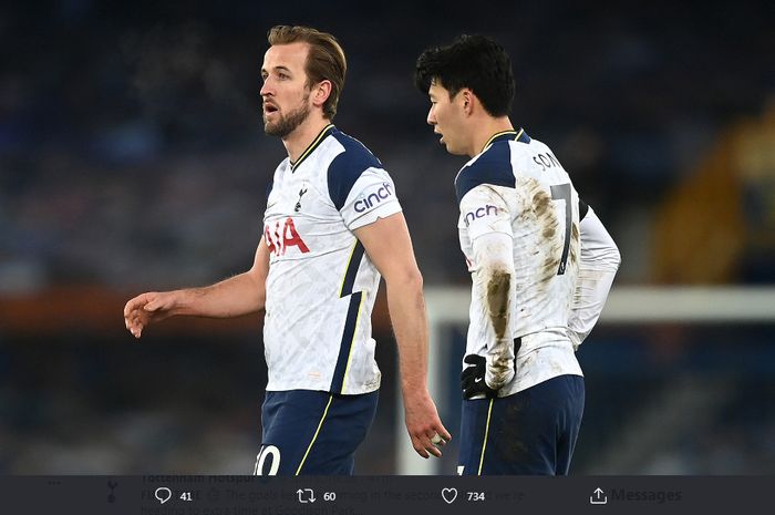 Perlawanan heroik Harry Kane dan Son Heung-min tak mampu menyelamatkan Tottenham dari kekalahan di markas Everton pada Piala FA, 10 Februari 2021.