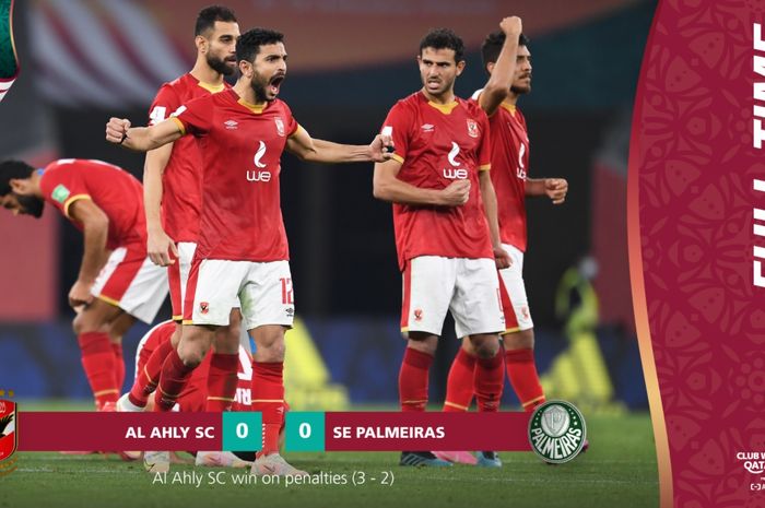 Al Ahly sukses menempati peringkat ketiga dalam laga perebutan tempat ketiga Piala Dunia Klub 2020 usai menang adu penalti 3-2 atas Palmeiras.