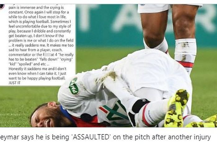 Bintang Paris Saint Germain, Neymar, meluapkan kemarahan di akun instagram pribadinya menyusul cedera yang kerap menghantuinya.