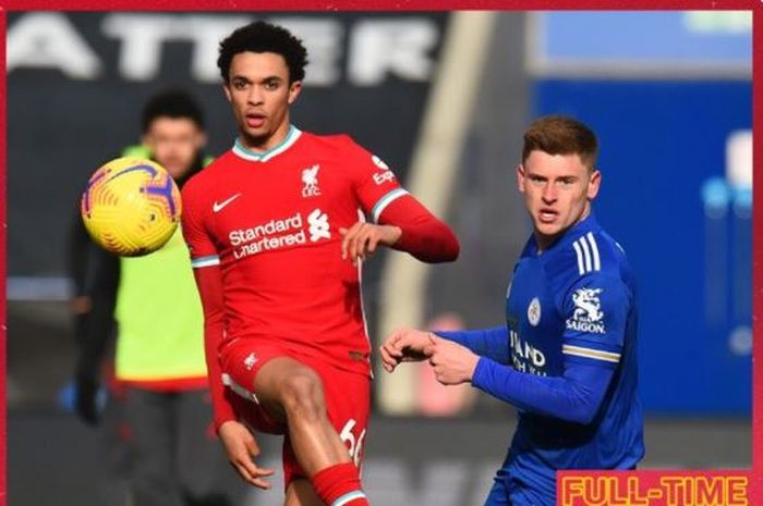 Bek Sayap Liverpool, Trent Alexander Arnold, tampil kacau melawan Leicester City di Liga Inggris dengan tercatat kehilangan bola setiap 2 menit sekali.