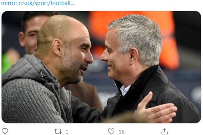Pelatih Manchester City, Pep Guardiola, memberikan peringatan kepada rivalnya, Jose Mourinho yang saat ini berada dalam tekanan.
