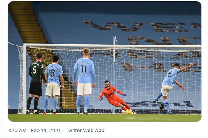 Pelatih Manchester City, Pep Guardiola, menilai penalti Rodri saat melawan Tottenham Hotspur dihiasi keberuntungan.  