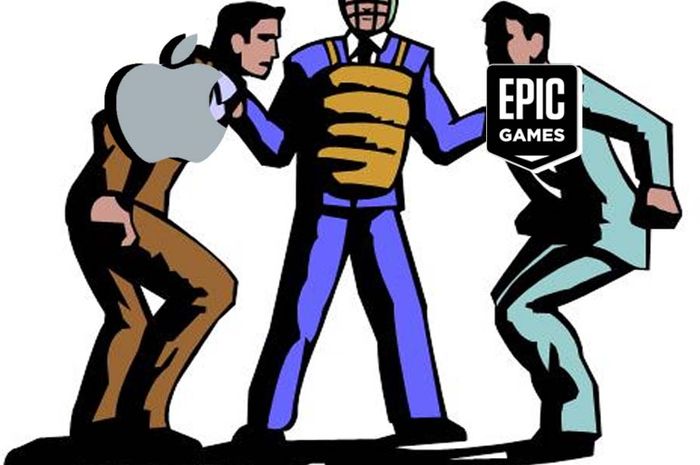 Apple vs Epic Games conflict illustration