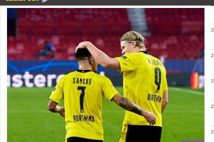 Jadon Sancho (kiri) dan Erling Haaland (kanan).