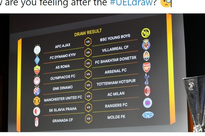 Undian babak 16 besar Liga Europa musim 2020-2021.