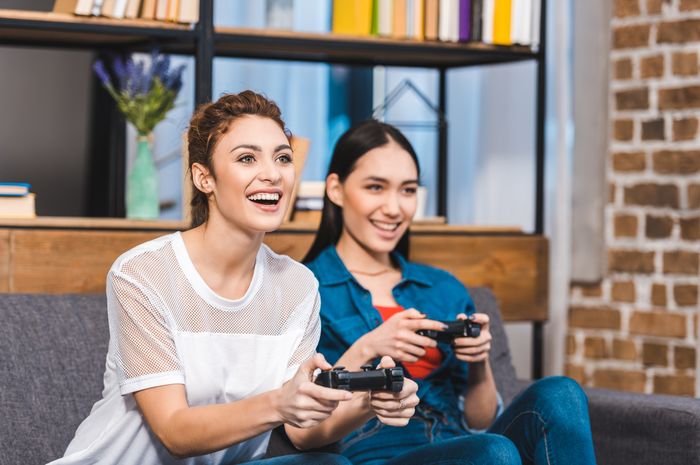 Illustration of women playing games