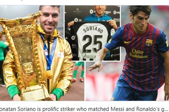 Jonatan Soriano adalah penyerang yang namanya tentu tidak populer, tetapi rekor golnya pernah menyaingi Lionel Messi dan Cristiano Ronaldo.