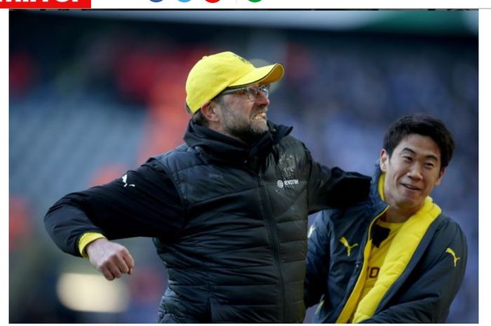 Shinji Kagawa ketika masih bermain di bawah asuhan Juergen Klopp di Borussia Dortmund.