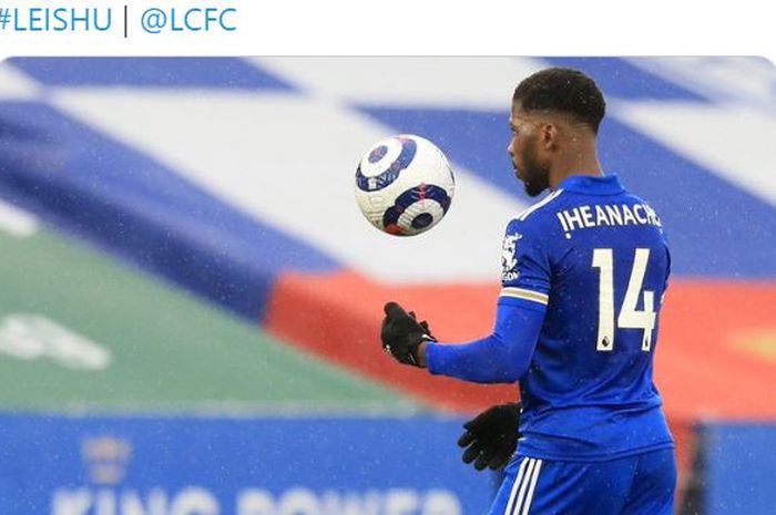 Ekspresi striker Leicester City, Kelechi Iheanacho, seusai laga Liga Inggris kontra Sheffield United di Stadion King Power, Minggu (14/3/2021).