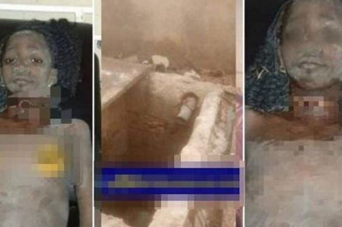 Kondisi Blessing Ineh saat ditemukan di dalam sebuah lubang.