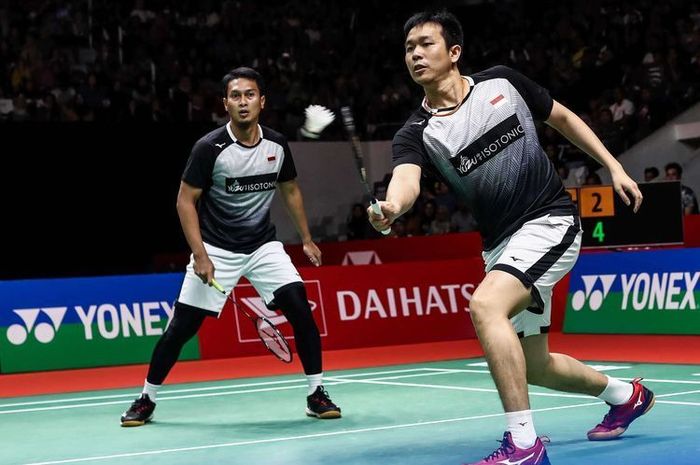 Pasangan ganda putra bulu tangkis Indonesia, Mohammad Ahsan dan Hendra Setiawan.