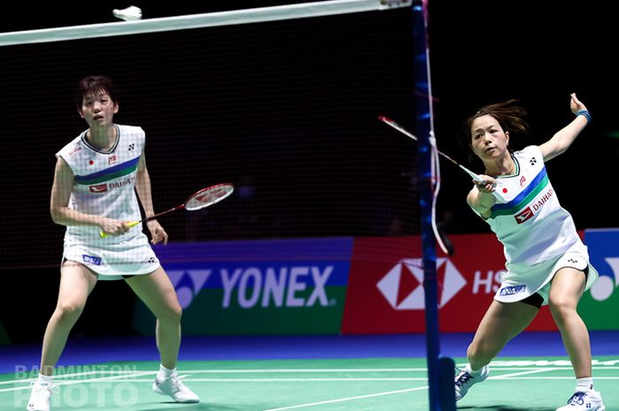 Pasangan Jepang, Yuki Fukushima/Sayaka Hirota pada semifinal All England Open 2021, Sabtu (20/3/2021)