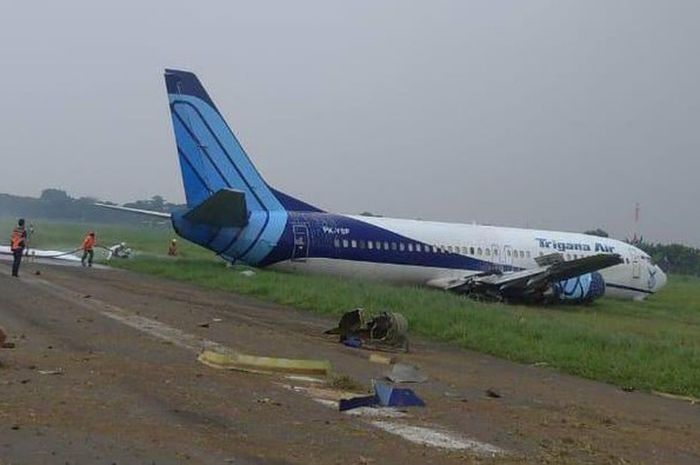 Pesawat Trigana Air tergelincir di Halim, Jakarta Timur
