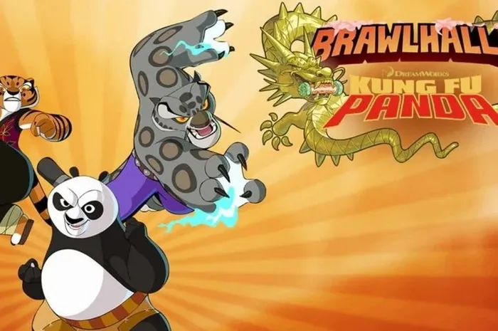 The appearance of the 3 main characters of the animated film Kung Fu Panda in the 2D fighting game Brawlhalla