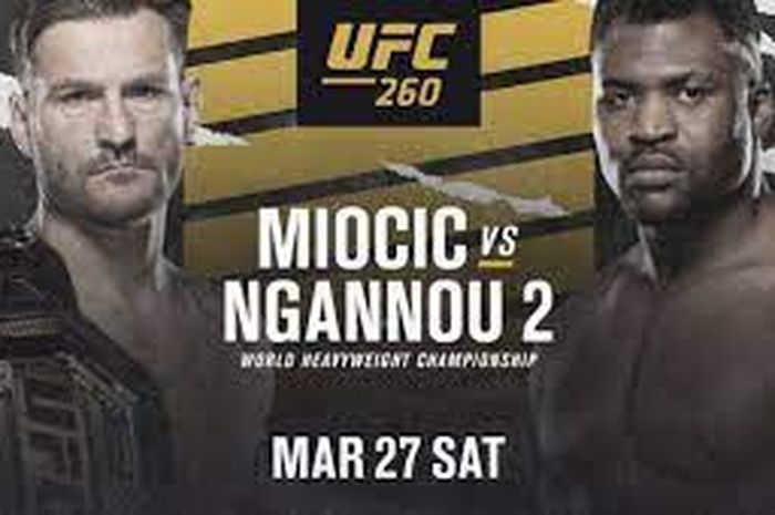 Poster Stipe Miocic vs Francis Ngannou di UFC 260.