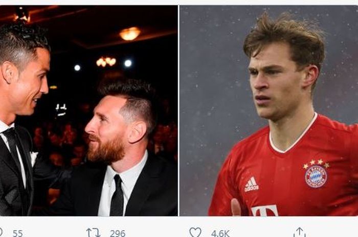 Bintang Bayern Muenchen, Joshua Kimmich, akan menyambut baik kesempatan bermain dengan Cristiano Ronaldo dan Lionel Messi.