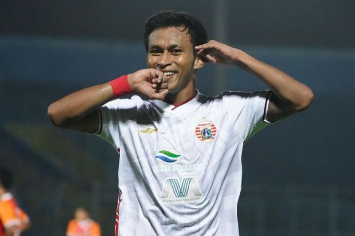 Osvaldo Haay  selebrasi seusai mencetak gol buat Persija Jakarta kontra Borneo FC Samarinda dalam Piala Menpora 2021, Sabtu (27/3/2021), di Stadion Kanjuruhan, Kabupaten Malang.