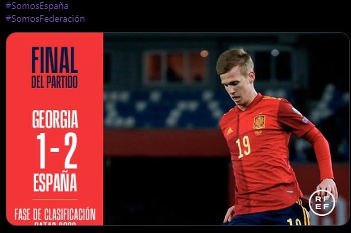 Geladang timnas Spanyol, Dani Olmo, menjadi pahlawan kemenangan La Roja atas timnas Georgia