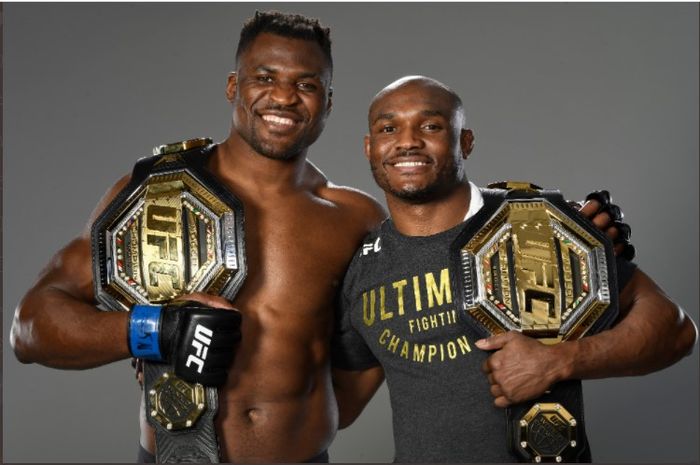 Francis Ngannou (kiri) dan Kamaru Usman (kanan).