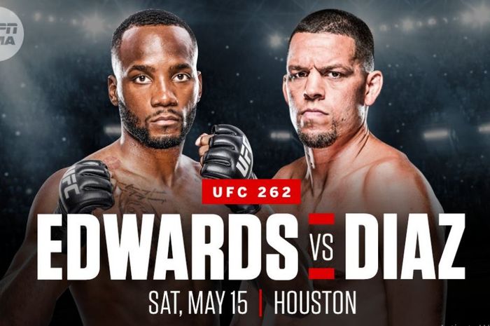 Poster duel Leon Edwards kontra Nate Diaz pada UFC 262 mendatang.