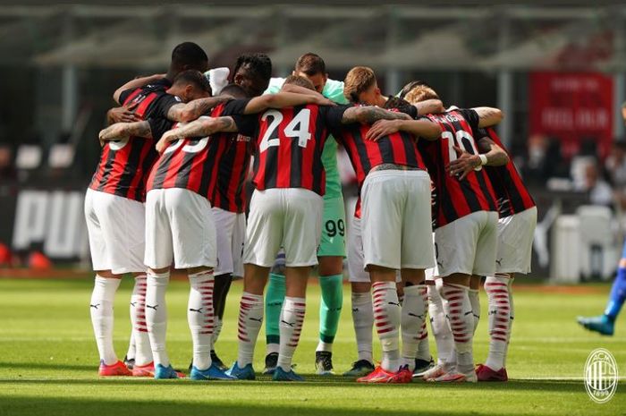 Para pemain AC Milan dalam laga melawan Sampdoria, Sabtu (3/4/2021).