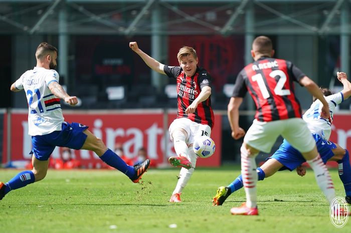 AC Milan bermain imbang 1-1 melawan Sampdoria dalam lanjutan laga pekan ke-29 Liga Italia 2020-2021.