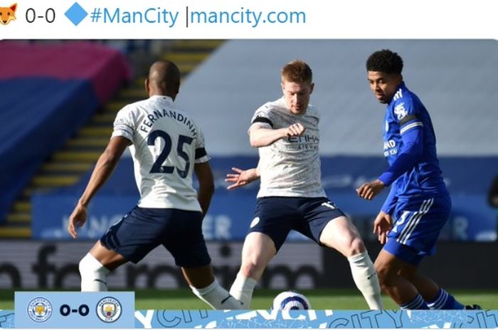 Gol Fernandinho dianulir oleh wasit, Manchester City ditahan imbang oleh Leicester City pada babak pertama.