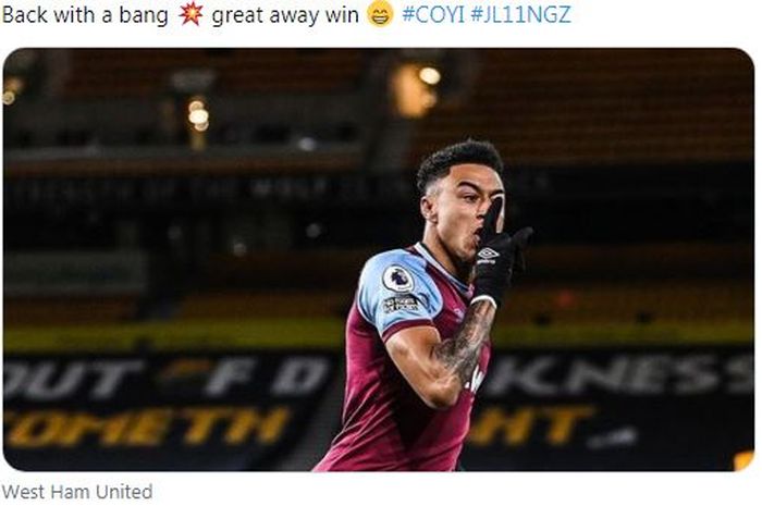 Jesse Lingard kala membela West Ham United pada musim lalu.