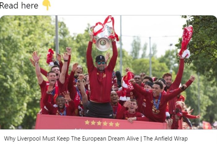 Momen Liverpool melakukan bus parade untuk merayakan gelar Liga Champions yang mereka raih pada musim 2018-2019.