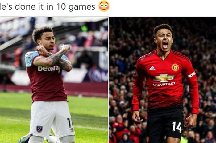 Gelandang Manchester United yang dipinjamkan ke West Ham United, Jesse Lingard.