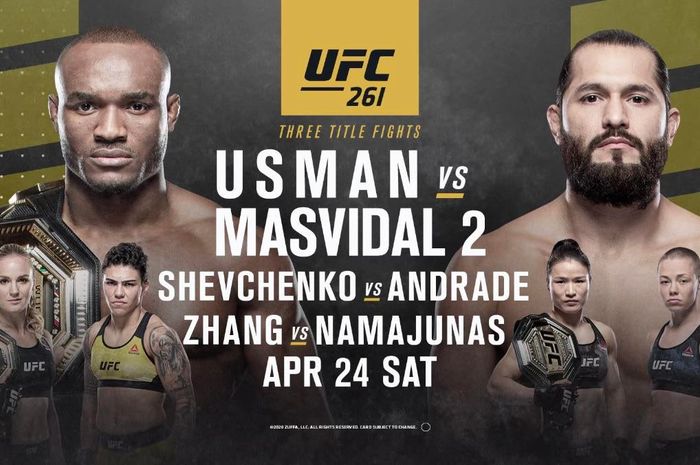 Poster Kamaru Usman vs Jorge Masvidal sebagai laga utama UFC 261.