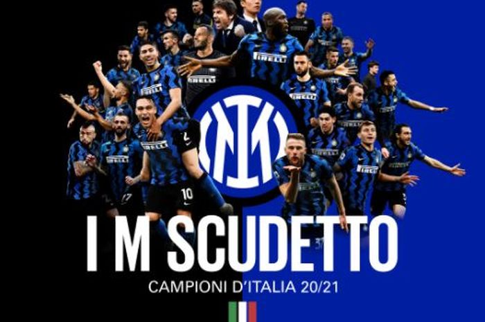 Grafis Inter Milan yang sukses merengkuh scudetti Serie-A musim 2020-2021