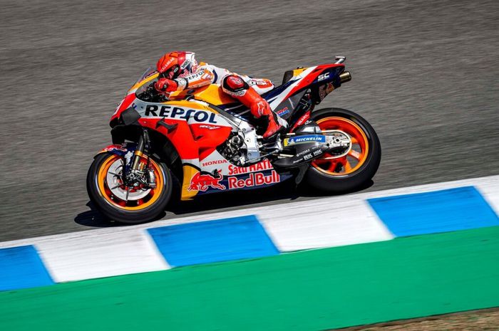 pembalap Repsol Honda, Marc Marquez berhasil menyelesaikan MotoGP Spanyol 2021.