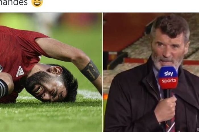 Legenda Manchester United, Roy Keane, sebal dengan aksi Bruno Fernandes saat melawan Liverpool karena terlalu banyak merengek. 