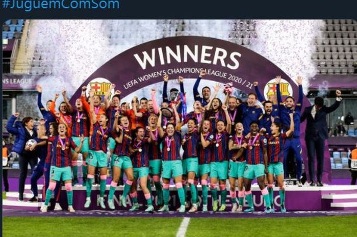 Tim wanita Barcelona menjuarai Liga Champions 2020-2021.
