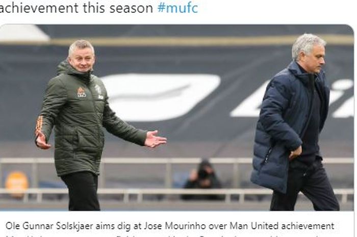 Ole Gunnar Solskjaer (kiri) dan Jose Mourinho.