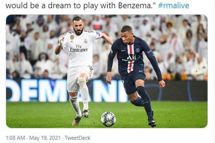 Striker Paris Saint-Germain, Kylian Mbappe, mengatakan bahwa ia cuma mau ke Real Madrid jika angkat kaki dari Les Parisiens musim panas ini.