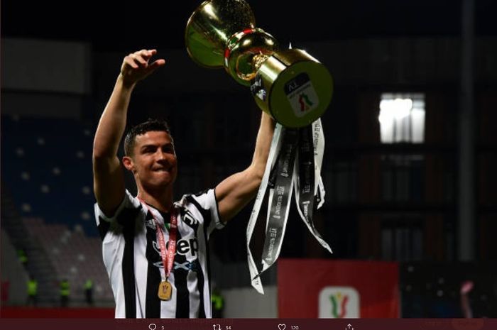Cristiano Ronaldo menjuarai Coppa Italia 2020-2021 bersama Juventus.