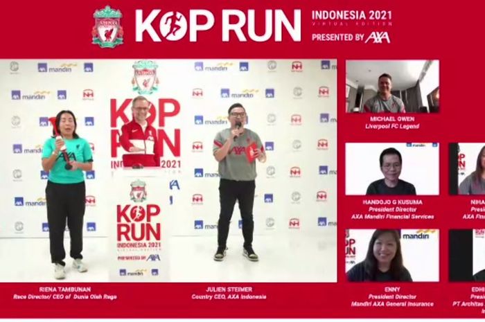 Ajang lari virtual Kop Run Indonesia 2021 resmi dibuka pendaftarannya pada Selasa (25/5/2021) dalam sebuah konferensi pers virtual yang juga dihadiri oleh legenda Liverpool, Michael Owen.