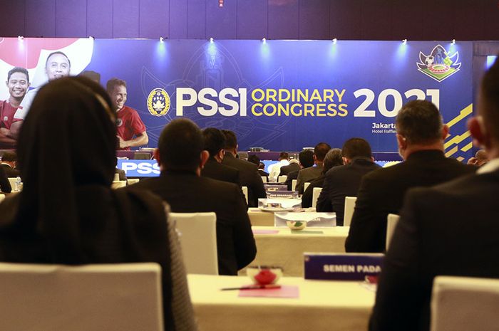 Kongres Tahunan PSSI di Hotel Raffles, Kuningan, Jakarta Selatan, Sabtu (29/5/2021)